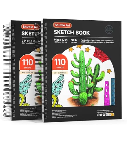 Amazon.com: Shuttle Art 9x12” Sketchbook, 220 Sheets Total, Pack